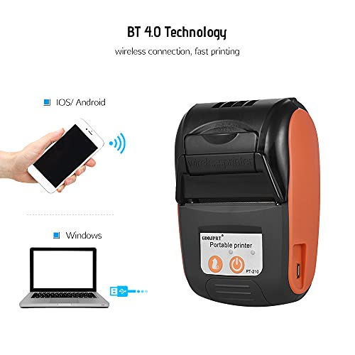 Bisofice Pt-210 Portable Mini Thermal Printer Handheld 58Mm Receipt Printer For Retail Stores Restaurants Factories Logistics, 10 Paper Rolls #TOP1