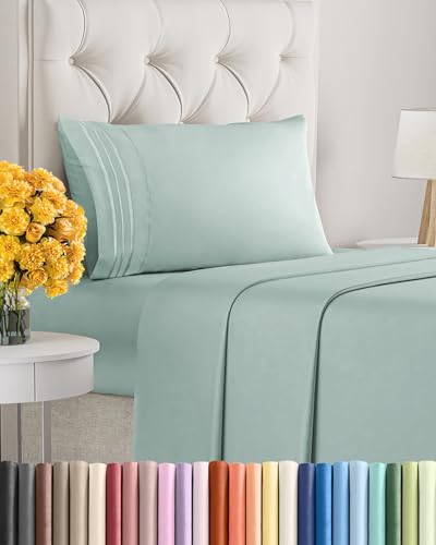 Image of Twin Size 3 Piece Sheet Set - Ultra Soft & Cooling Bed Sheets - Light Teal