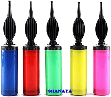SHANAYACombo Pack Of 2 Balloon Pumps Hand Held Inflator Air Pump For Balloons Multicolor 2 Way Dual Action