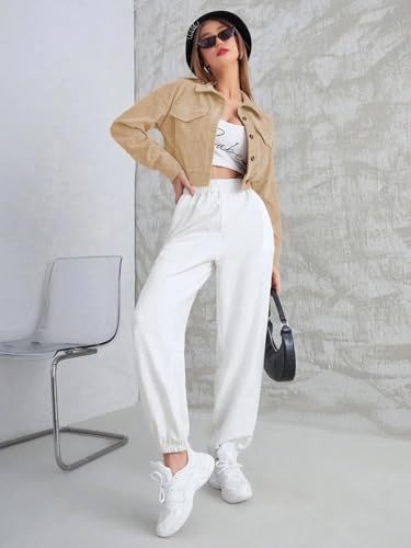 Image of SMOWKLY Womens Casual Cropped Full Sleeve Button Down Korean Style Jacket