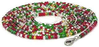 Festivus Waist Beads | Handmade Gold, Green, Red, White Waist Beads | Holiday Waist Beads