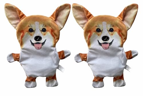 Piggy Poo and Crew Corgi Crinkle Squeaker Fetch Toys 2 Pack for Dogs Puppies Small Animals