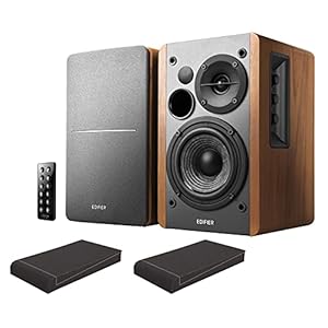 Edifier Studio R1280DB 2.0 luidsprekersysteem Wood ISO Set (actief paar speakers met Bluetooth & digitale ingangen incl. 2 absorberende platen) bruin