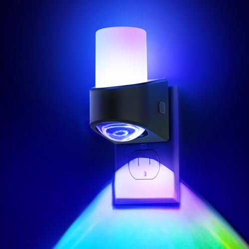 Image of L LOHAS LED Projector Night Light Plug in Night Lights Plug into Wall | Dusk to Dawn Sensor, 8 RGB Color And Dynamic Mode, 2 Pack
