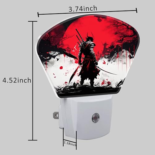 Image of Japanese Cool Samurai Night Light Samurai Nightlight Plug into Wall with Dusk to Dawn Sensor for Kid Girls Boys Women Men Room, Hallway, Kitchen, Bathroom, Stairs Decor