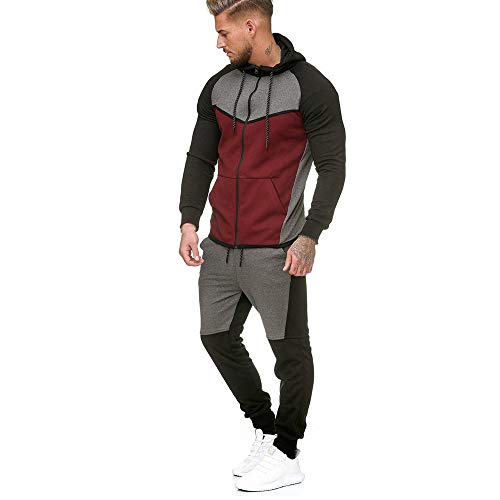 Chándal para Hombre,Hombres Empalme Cremallera Sudaderas Pantalones Juegos Deportivos chándal Traje Conjuntos...