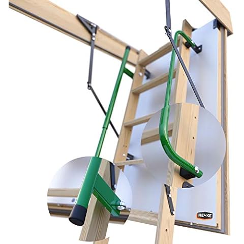 Gedämmte HEYKE W1 Bodentreppe mit Zwei Handläufe Spart Energiekosten | U-Wert 0,36 W/M2*K | Luftdichtheitsklasse 4 | 2 Dichtungen | Bequeme Assistenz-Federmechanismus | Möbelqualität Cover