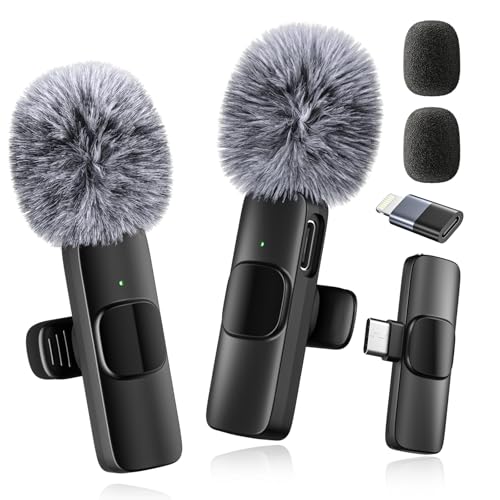 Professional Wireless Microphone for iPhone,iPad,Android, Lavalier Lapel Mic for Video Recording, Mini Mic Crystal Clear Recording with USB-C for Content Creators Vlog YouTube Tiktok Podcast Interview