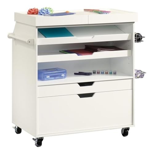 Image of Sauder Craft Pro Series Craft Cart, Soft White finish