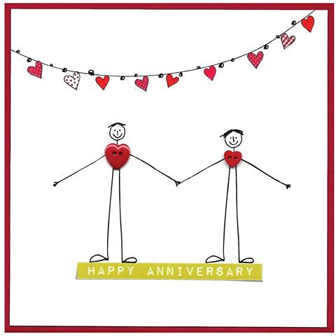Cinnamon Aitch Button Up Stick Man Anniversary Card