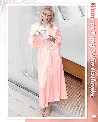 Image of Xtinmee 6 /12 Pcs Women's Long Satin Robes Full Length Sleepwear Silky Bath Robe Kimono Dressing for Wedding Birthday Party
