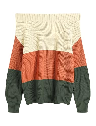 Image of ZAFUL Sweaters for Women Off Shoulder Knit Sweater with Long Sleeve Loose Pullover Jumper Tops