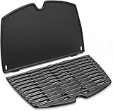 7645 Grill Grate Cast Iron For Weber Q200, Q220, Q2000, Q2200 Series, 27,3 X 38,9 Cm Grill Pan Spare Parts For Weber Grills Set With Grill Grate Spare Parts(6559+7645 Grill Plate)