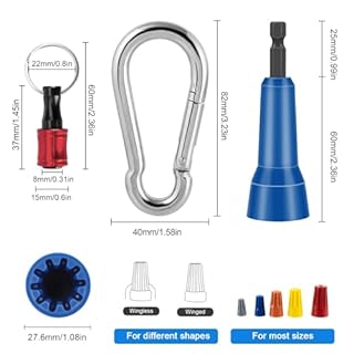 SUNJOYCO 2PCS Wire Twister Tool for Drill, Wire Connector Driver with 1/4" Chuck and Bit Holder Keychain for Cable Quick Twisting