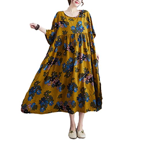 Robe jaune fleurie fluide idéale pour vos sorties d'été ensoleillées