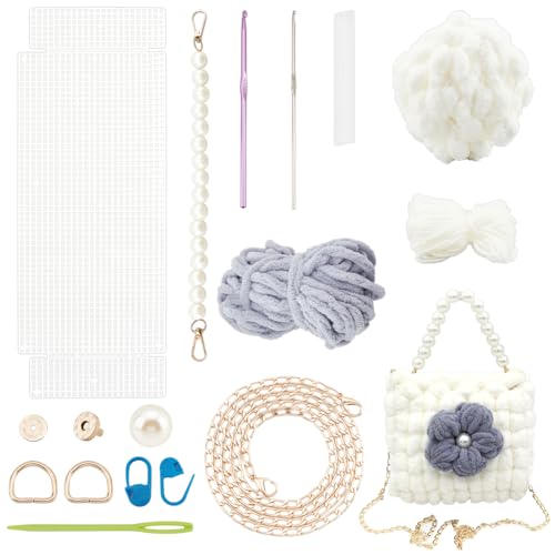 Kit de fabrication de sac en crochet DIY et matériel de tissage pour sac fourre-tout
