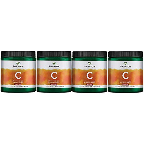 Swanson Vitamin C Powder 100% Pure Ascorbic Acid, Immune System Support, Skin Health, Cardiovascular Health, Antioxidant Supplement 1000 mg (per Serving) 1 lb. 454 g (4 Pack)