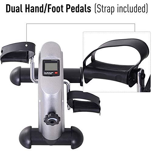CGgJT-Portable-Pedal-Exerciser-Arm-Leg-Cycle-Gym-Mini-Exercise-Bike-Digital-Under-Desk-Bike-Foot-Cycle-Arm-Leg-Pedal-Machine-with-LCD-Screen-Display-Adjustable-Resistance-Silver
