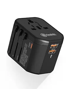 Destinio Universal Travel Adapter - 20W PD Type C, 4-in-1 Fast Charging Adapter with 1 Type C & 2 USB Ports, Universal Charger Adapter, All-in-One International Travel Adapter for US, UK, Europe