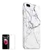 Obbii Case for iPhone 7 Plus/ 8 Plus /6 Plus/6S Plus White Marble Slim TPU Flexible Soft Silicone Protective Durable Case with Clear Screen Protector Compatible with iPhone 7/8 Plus/6/6SPlus/ (5.5'')