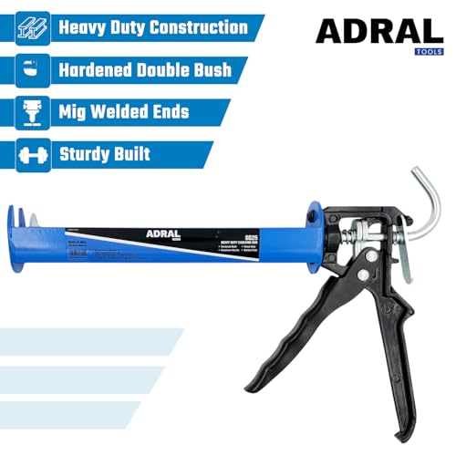 Image of Ultimate Heavy Duty 9-Inch Caulking Gun | 750g | 16:1 Thrust Ratio | Extra Heavy Aluminium Handle | Steel Trigger | MIG Welded Steel Barrel | Dual Hardened Plunger Brackets | U-Type Rod