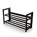 Stony-Edge No Assembly Folding Shoe Rack Organizer, 2 Shelves, Home Shoe Storage Bench, Quality Furniture. Espresso Color. 28” Wide.