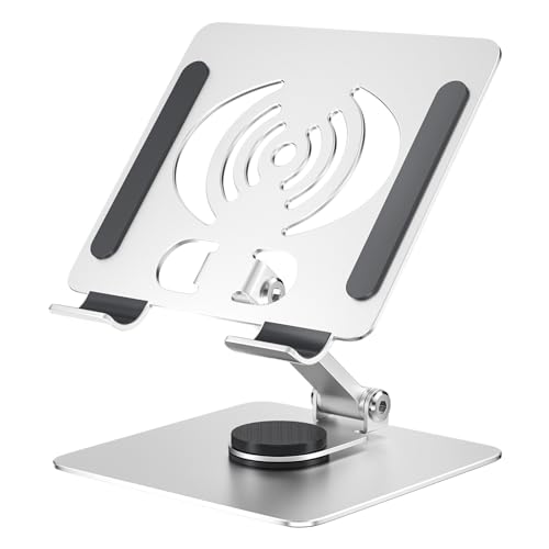 Firschoie Soporte Tablet, Plegable de Aluminio Soporte iPad, Giratorio 360° Ajustable Soporte para...