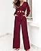 PRETTYGARDEN Women's 2 Piece Outfits 2025 Fall Fashion V Neck Long Sleeve Strappy Crop Top Wide Leg Pant Lounge Sets(Wine Red,Small)