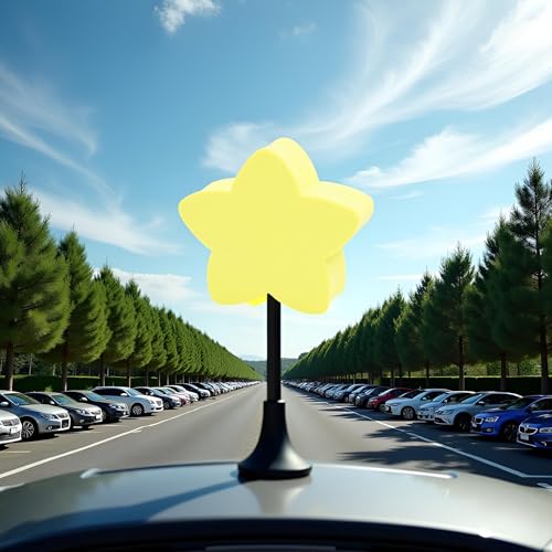 Yellow Star-Shape Car Antenna Topper, Easy to Find Car in The Parking Lot, Antenna Ball Antenna Toppers Exterior Accessories, Antenna Toppers - Thumbnail 2