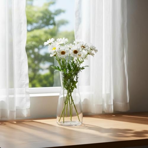 Anquephd 20CM Kleine Vasen Deko für Tischdeko, Mit Dichtstopfen für Küchencontainer, Modern Blumenvase Glas, Mini Vase Tulpen Setals Hochzeitsdekoration für Tische. (Clear, 19.8cm)