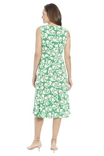 Image of London Times Women's Sleeveless Inset Waist Midi Fit and Flare Dress