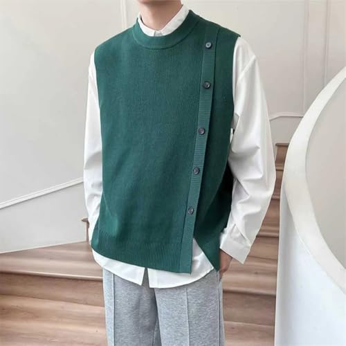 Men's Knitted Sweater Vest Streetwear Style V-Neck Sleeveless Waistcoat for Autumn and Winter3