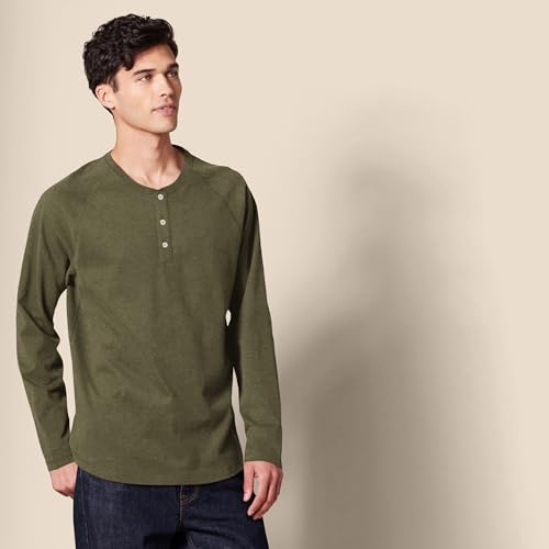 image for Amazon Essentials Long Sleeve Shirt for Men, Regular-Fit Henley, Avail