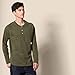 Amazon Essentials Long Sleeve Shirt for Men, Regular-Fit Henley, Available in Big & Tall, Olive Heather, Large
