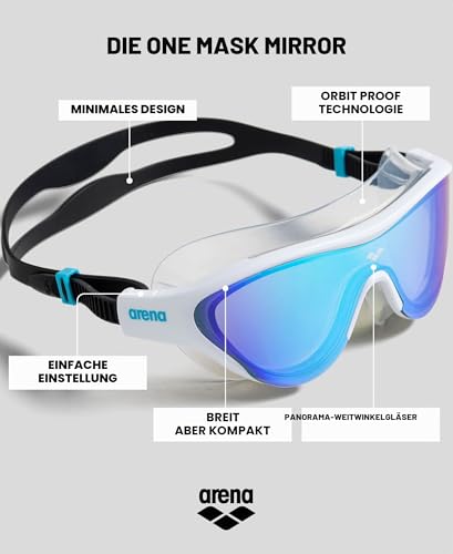 ARENA The One Verspiegelte Anti-Fog Unisex Schwimmbrille für Erwachsene, Taucherbrille mit Breiten Gläsern, UV-Schutz… – Ansicht 2