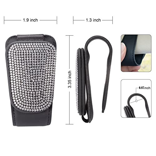 Insauto Bling Sunglasses Holder For Car Visor, Magnetic Ticket Card Clip Glasses Mount, Pu Leather Eyeglass Hanger Clip For Car, Bling Car Visor Accessories For Women And Girls #TOP6