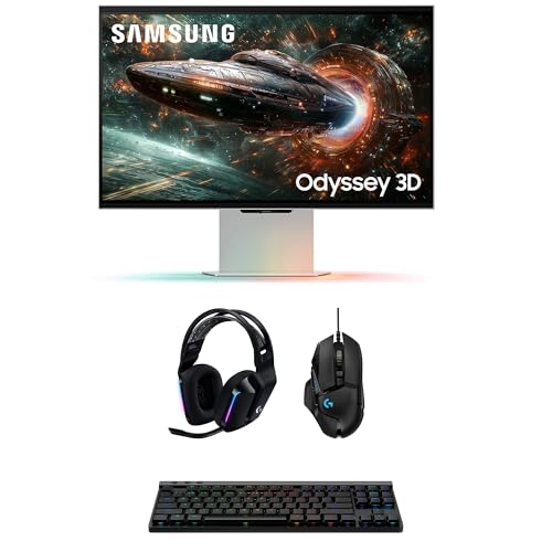 Image of Samsung LS27FG900XNXZA G90XF 27 inch Odyssey 3D 4K 165Hz Gaming Monitor with G733 Headset, G515 Keyboard, and G502 Mouse (2025)