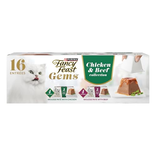 Fancy Feast Gems Pate Cat Food Mousse Chicken or Beef and a Halo of Savory Gravy Wet Cat Food Variety Pack - (1) 8 ct. Boxes - 8 ct. Box