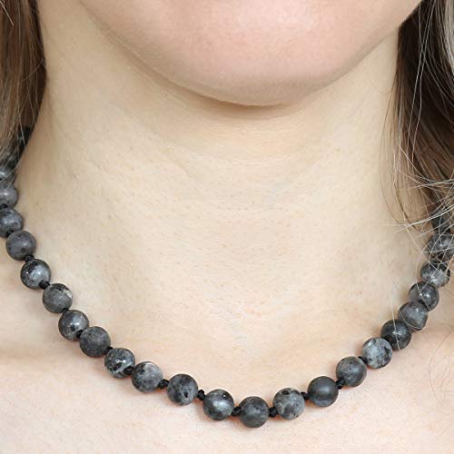 Riah Fashion Bohemian Genuine Natural Stone Wood Bead Strand Statement Necklace - Multi Layer Drape, Sparkly Crystal Wrap, Long Chain, Choker (Single Strand - 8Mm Black) #TOP1