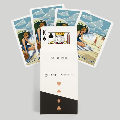 Lantern Press Michigan, Mujer en la Playa, 52 Cartas miniatura 6