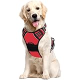 Voarge Dog Harness Large Dog No Pull Pet Harness with 2 Leash Clips, Reflective Strips, No-Choke with Easy Control Handle for Training or Walking, Medium Large Dog Vest Harness, Red, L - Image 1