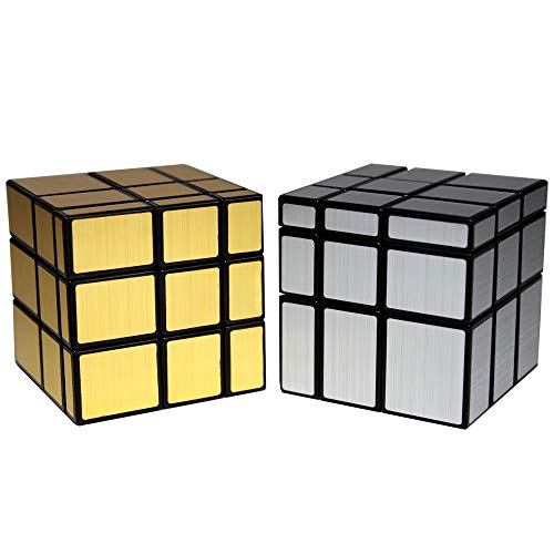 OJIN YuXin Zhisheng Noir Série Kylin Ensemble de Cubes de Miroir Bloc Bloc de Miroir Puzzle Cube 3x3 Vitesses Doré et argenté Lot de 2 (Golden Mirror and Silver Mirror)