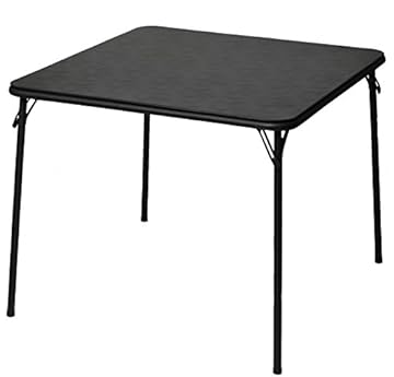 Standard Bridge Card Game Table With Folding Legs In Square Black Design
