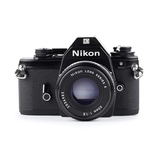 Nikon Em 35mm SLR Film Camera Black Body with Nikon F Mount 50MM F1.8 AI Manual Focus Lens. (Renewed)