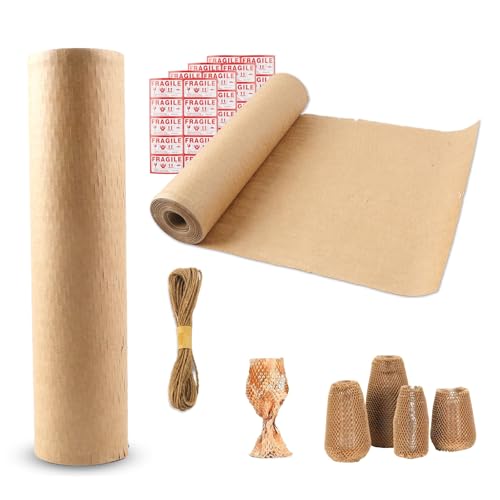 Rollo de papel de panal, 30 cm x 30 m, papel de embalaje, material de relleno, plástico de burbujas, alternativa para envío de objetos frágiles y envoltorios de regalo