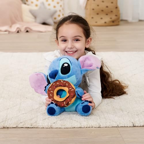 Simba Disney Stitch Kuscheltier mit Doughnut – Plüschfigur zum Knuddeln, mit Schoko‑Donut und Streuseln, süßer Disney‑Klassiker für Fans und Kinder, blau, 25 cm, ab 0 Jahren