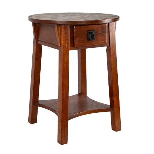 Image of Leick Home Mission Round End Table, 18 inch, Russet