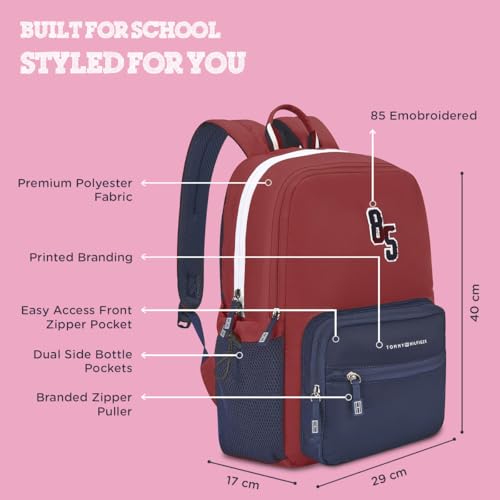 Image of Tommy Hilfiger High School Backpack Blade | Rugged Water-Resistant Daily Tech Bag for Students with 2 Compartments | Internal Zip Organizer & Signature RWB Details | 36L High-Capacity