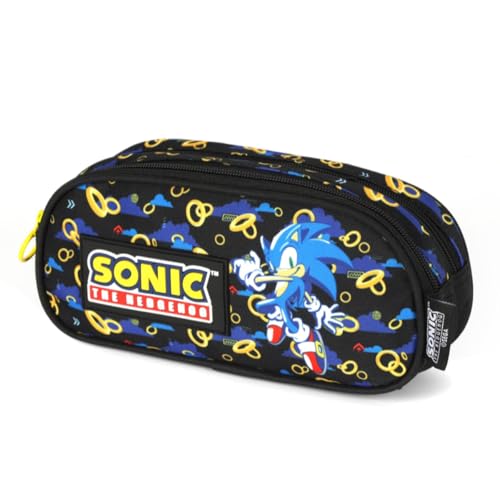 Luxcel, Estojo Escolar Sonic Duplo Duas Divisórias Preto Hedgehog