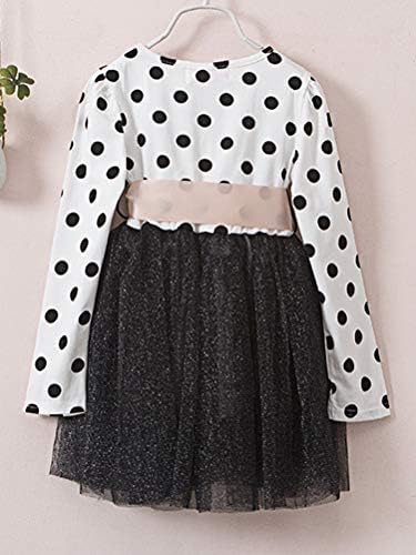 Robe Princesse Fille 2 à 8 Ans - Manches Longues, Nœud Papillon, Pois - Pour Fête, Noël, Anniversaire - Automne-hiver